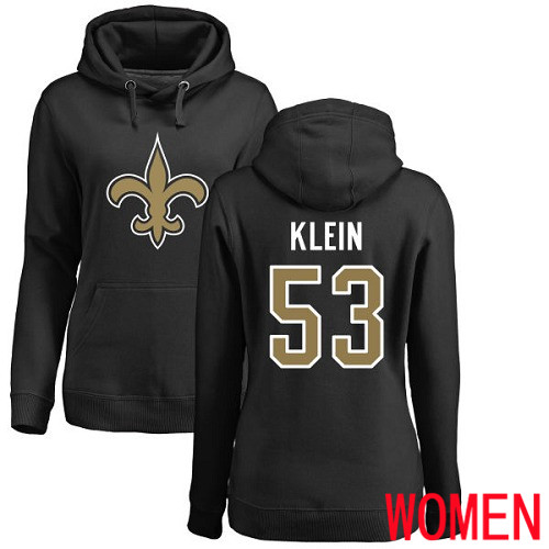 New Orleans Saints Black Women A J  Klein Name and Number Logo NFL Football #53 Pullover Hoodie Sweatshirts